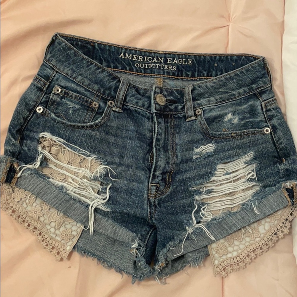 AEO high waisted denim shorts